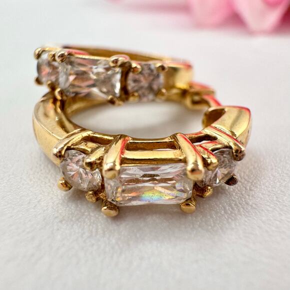 Ross-Simons Cubic Zirconia CZ Huggie Hoop Earrings Gold Over 925 Sterling Silver - Picture 3 of 15